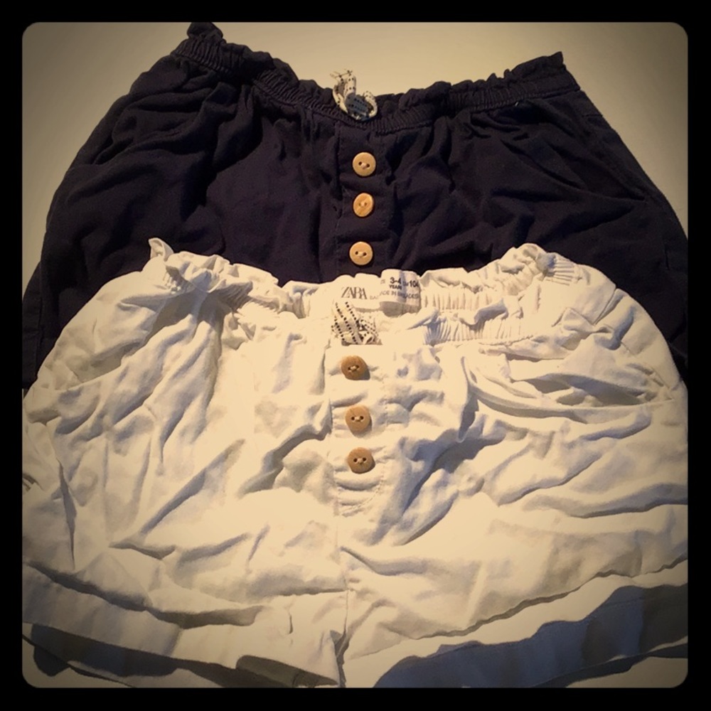 Zara paperbag shorts bundle navy blue and white.